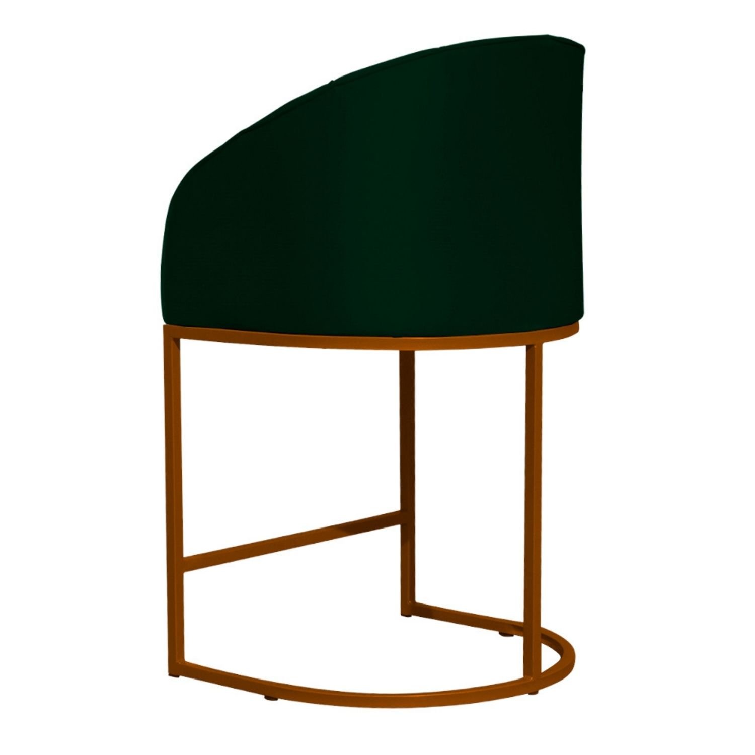 Kit 2 Banco Banqueta Poltrona Mia Base de Metal Bronze Suede Cor:verde - 8