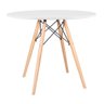 Conjunto Mesa de Jantar Eames 90cm + 4 Cadeiras Tecido Botone Eiffel: Branco, Marrom - 3