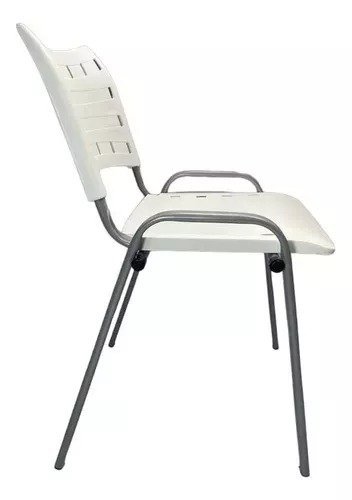 Kit Com 4 Cadeiras Iso Para Escola Escritório Comércio Branca Base Prata - 2