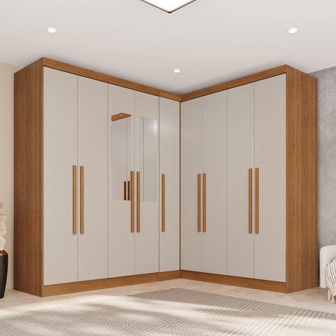 Guarda-Roupa de Canto Modulado com Espelho 9 Portas 4 Gavetas França