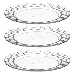 Kit 3 Pratos Médios 19cm Transparentes Crippa para Servir Sobremesa Doces Petiscos Mesa Posta - 1
