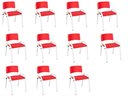 Ver imagem 1 de Kit 11 Cadeiras Infantil Iso, Escola, Base Branco- Vermelho