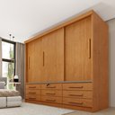 Ver imagem 1 de Guarda Roupa Casal 3 Portas 9 Gavetas 199cm Chicago Bege/Cinamomo