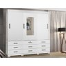 Guarda Roupa Casal 3 Portas de Correr com Espelho 9 Gavetas Itapema  – Branco - 1