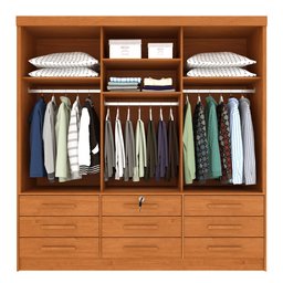 Guarda Roupa Casal com Espelho 3 Portas de Correr 9 Gavetas 199cm Chicago   - 5