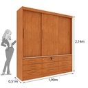 Ver imagem 3 de Guarda Roupa Casal com Espelho 3 Portas de Correr 9 Gavetas 199cm Chicago  