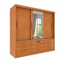 Ver imagem 2 de Guarda Roupa Casal com Espelho 3 Portas de Correr 9 Gavetas 199cm Chicago Bege/Cinamomo