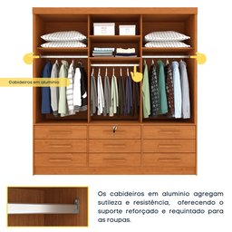 Guarda Roupa Casal com Espelho 3 Portas de Correr 9 Gavetas 199cm Chicago   - 7