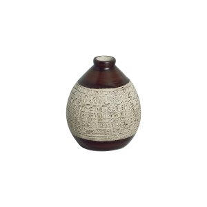 Vaso Pequeno Decorativo de Cerâmica para Mesa Oasis Marrom e Palha 12x9 cm