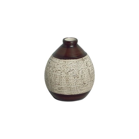 Vaso Pequeno Decorativo de Cerâmica para Mesa Oasis Marrom e Palha 12x9 cm
