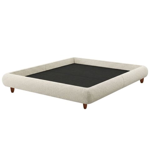 Cama Queen Base Box Pés Madeira 176cm Nami Bouclé Off White - Nexta Casa