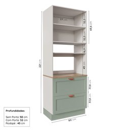 Cozinha Modulada 4 Peças com Torre para Microondas Arizona CabeCasa MadeiraOriginals - 13