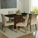 Ver imagem 1 de Conjunto Sala de Jantar Mesa Tampo de Madeira 6 Cadeiras Rustic/preto/imperial Renata Madesa