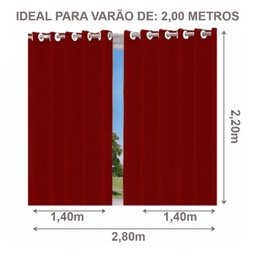 Cortina Blackout com Forro 2 em 1 Voil Vermelho com Ilhós - 280x220cm - 5