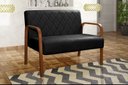 Ver imagem 3 de Sofà 2 Lugares Namoradeira Lara Decoração Sala Quarto Recepção - Veludo Preto
