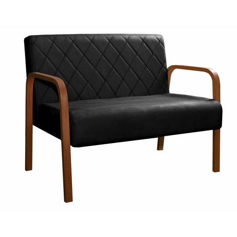 Sofà 2 Lugares Namoradeira Lara Decoração Sala Quarto Recepção - Veludo Preto