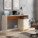 Ver imagem 1 de Escrivaninha Mesa Escritório Office 1 Porta 120cm Nature E Off White