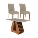 Ver imagem 1 de Sala de Jantar 130x80cm Tampo Mdf/vidro 4 Cadeira Cimol Agata Cimol Cinamomo/off/mad/linho Bege