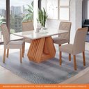 Ver imagem 7 de Sala de Jantar 130x80cm Tampo Mdf/vidro 4 Cadeira Cimol Agata Cimol Cinamomo/off/mad/linho Bege