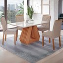 Ver imagem 2 de Sala de Jantar 130x80cm Tampo Mdf/vidro 4 Cadeira Cimol Agata Cimol Cinamomo/off/mad/linho Bege