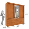 Guarda Roupa Casal com Espelho e pés 3 Portas 9 Gavetas 199cm Chicago   - 4
