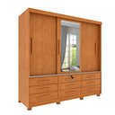 Ver imagem 2 de Guarda Roupa Casal com Espelho e Pés 3 Portas 9 Gavetas 199cm Chicago Bege/Cinamomo