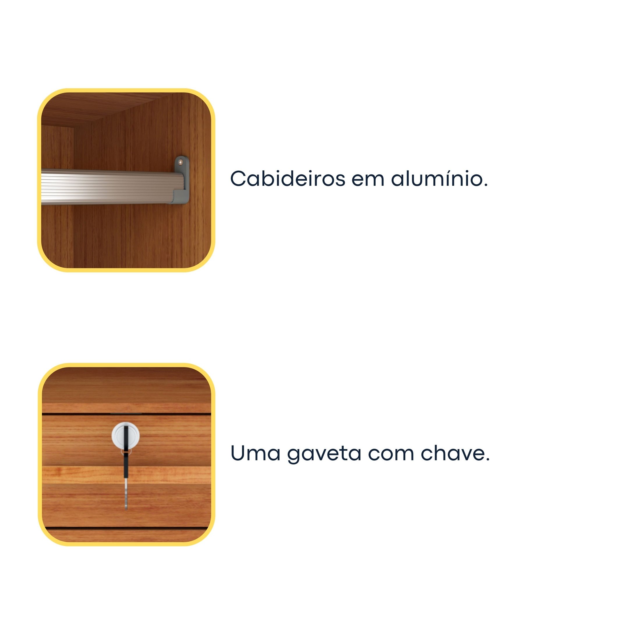 Guarda Roupa Casal com Espelho e pés 3 Portas 9 Gavetas 199cm Chicago   - 11