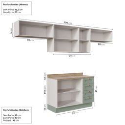 Cozinha Modulada 4 Peças com 3 Aéreos e Balcão 120cm Arizona CabeCasa MadeiraMadeira - 4
