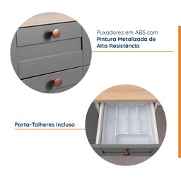Cozinha Modulada 4 Peças com 3 Aéreos e Balcão 120cm Arizona CabeCasa MadeiraOriginals Cinza - 7 Cozinha Modulada 4 Peças com 3 Aéreos e Balcão 120cm Arizona CabeCasa MadeiraOriginals Cinza - 7