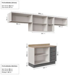 Cozinha Modulada 4 Peças com 3 Aéreos e Balcão 120cm Arizona CabeCasa MadeiraOriginals Cinza - 4 Cozinha Modulada 4 Peças com 3 Aéreos e Balcão 120cm Arizona CabeCasa MadeiraOriginals Cinza - 4
