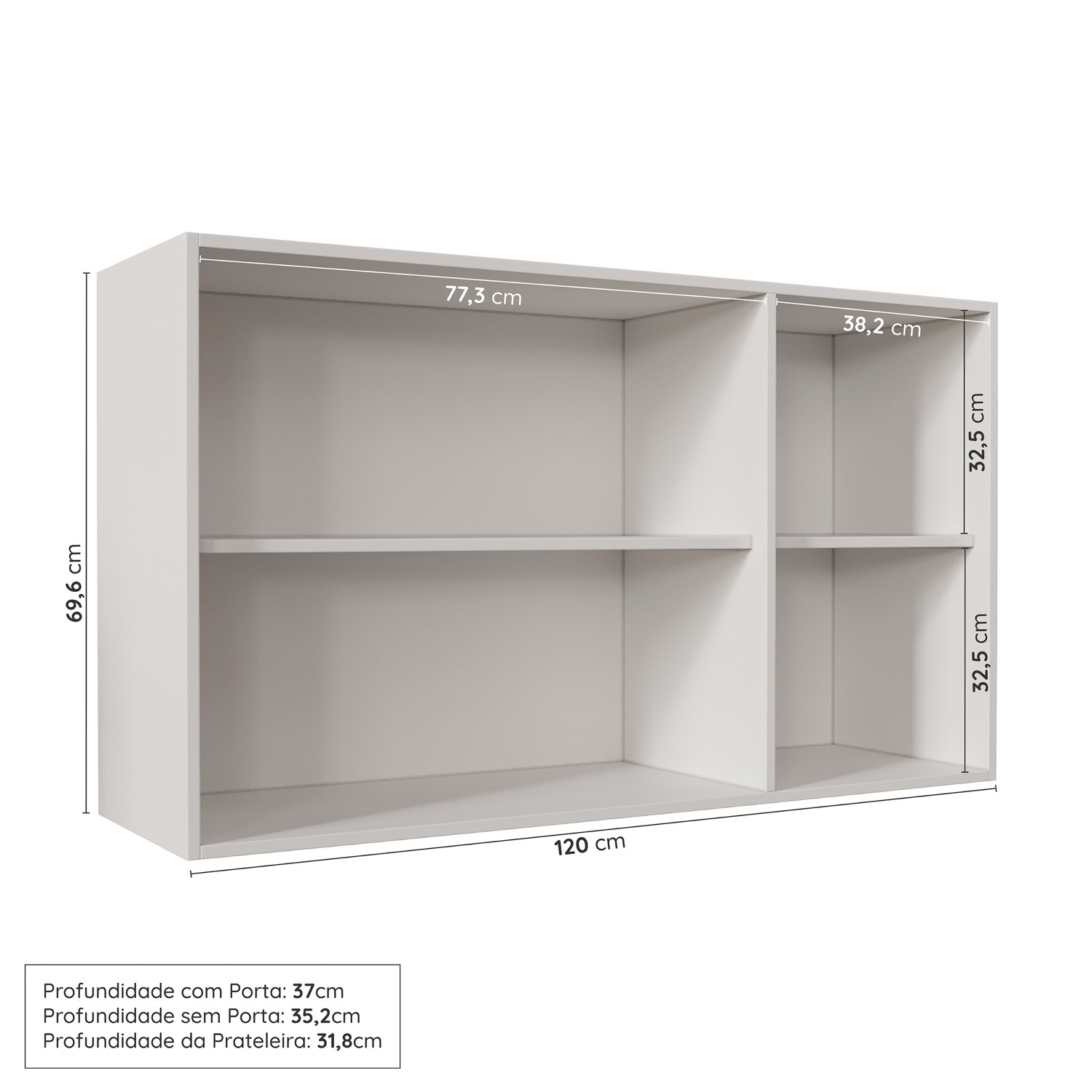 Cozinha Modulada 4 Peças com 3 Aéreos e Balcão 120cm Arizona CabeCasa MadeiraMadeira - 10