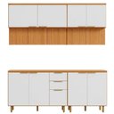 Ver imagem 1 de Cozinha Armário 5 Peças 200 cm Balcão com Tampo MDF Bari Freijo Off Acetinado Poliman