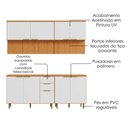 Ver imagem 4 de Cozinha Armário 5 Peças 200 cm Balcão com Tampo MDF Bari Freijo Off Acetinado Poliman