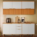 Ver imagem 2 de Cozinha Armário 5 Peças 200 cm Balcão com Tampo MDF Bari Freijo Off Acetinado Poliman
