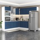 Ver imagem 1 de Cozinha Completa Modulada 8 Peças com Rodapé Pérola Yescasa Branco/Azul