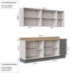 Cozinha Modulada 4 Peças com 2 Aéreos e 2 Balcões Arizona CabeCasa MadeiraMadeira - 4