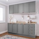 Ver imagem 1 de Cozinha Modulada 4 Peças com 2 Aéreos e 2 Balcões Arizona CabeCasa MadeiraOriginals Cinza/Branco