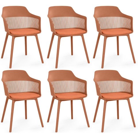 Kit 6 Cadeiras de Jantar Estofada Marcela - Marrom