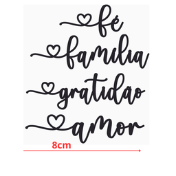15 kits Escrita 8cm - Preto - MDF- Amor,Familia,Fé e Gratidão - 1