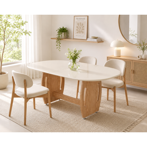 Mesa de Jantar 4 Lugares Oval Montagem com Encaixe Invisível