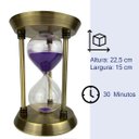 Ver imagem 2 de Ampulheta Decorativa 30 Minutos em Metal Tamanho Médio 22,5 cm - Roxa