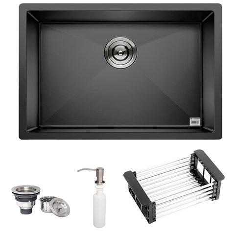 Cuba Preta Quadrada Inox Cozinha Pia Embutir Sobrepor Gourmet 6040 Premium com Acessórios