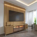 Ver imagem 3 de Rack com Painel para TV até 85" 1 Prateleira 1 Porta Vidro Reflecta e LED Neon Float 215cm –