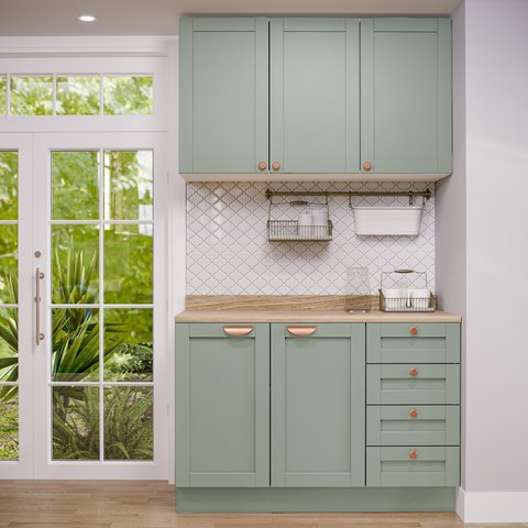 Cozinha Modulada 2 Peças com Balcão e Armário Aéreo Arizona CabeCasa MadeiraOriginals