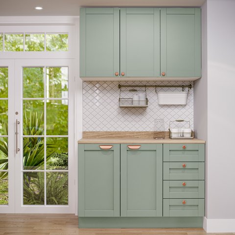 Cozinha Modulada 2 Peças com Balcão e Armário Aéreo Arizona CabeCasa MadeiraOriginals