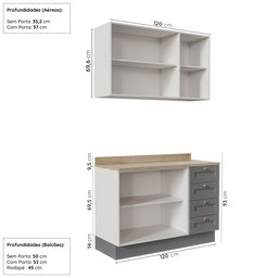 Cozinha Modulada 2 Peças com Balcão e Armário Aéreo Arizona CabeCasa MadeiraMadeira - 4