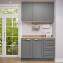 Ver imagem 1 de Cozinha Modulada 2 Peças com Balcão e Armário Aéreo Arizona CabeCasa MadeiraOriginals Cinza/Branco