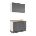 Ver imagem 3 de Cozinha Modulada 2 Peças com Balcão e Armário Aéreo Arizona CabeCasa MadeiraOriginals Cinza/Branco