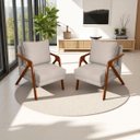 Ver imagem 1 de Kit 2 Poltronas Decorativa para Sala Recepção Escritório Consultório Shine Madeira Maciça Suede