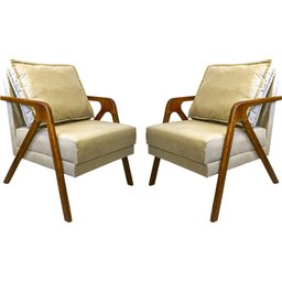 KIT 2 POLTRONAS DECORATIVAS SHINE CADEIRAS para SALA Escritório RECEPÇÃO CONSULTORIO MADEIRA MACIÇA - 1
